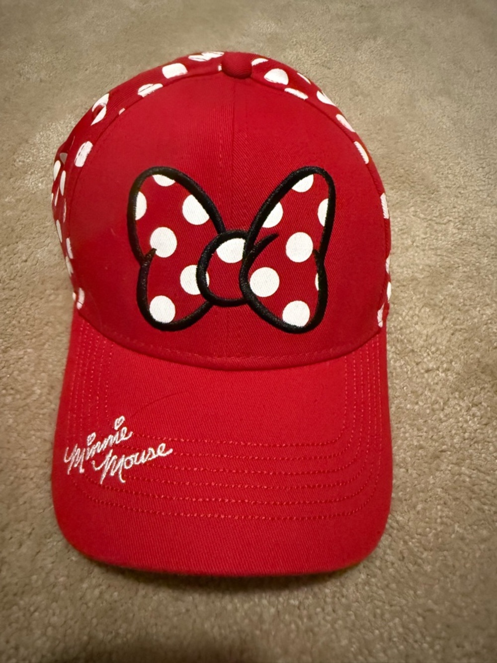 Disney Red Minnie Mouse Polka Dot Bow Kids Hat